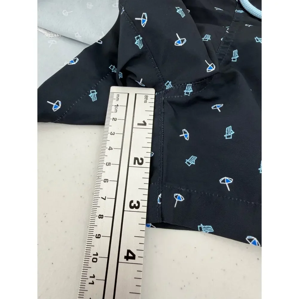 NWT Paul Smith Pool Beach Umbrella Print Navy Swim Trunks Size SMALL